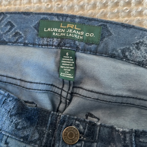Lauren Ralph Lauren Modern Straight Aztec Southwestern Blue Jeans Size 6 - Picture 5 of 6